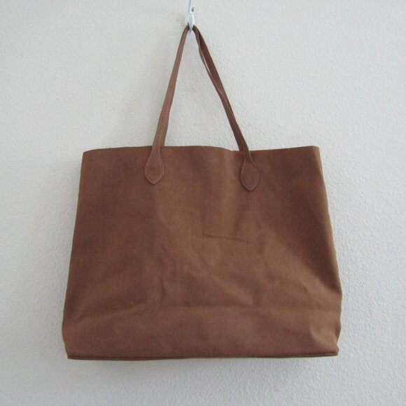 Orlane Paris Tote Bag Tan Faux Suede Capsule Wardrobe Everyday Business School - Picture 1 of 10